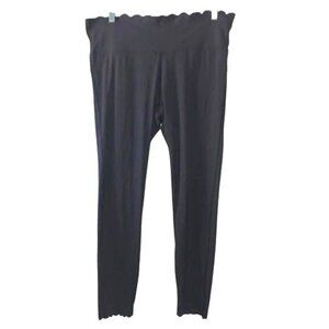 Black Scalloped Edge High-Waisted Leggings XXL JoyLab Nylon/Spandex Blend Stretc